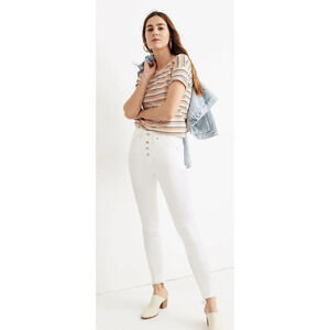 Madewell Petite 10" High-Rise Skinny Jeans in Pure White: Step-Hem Edition